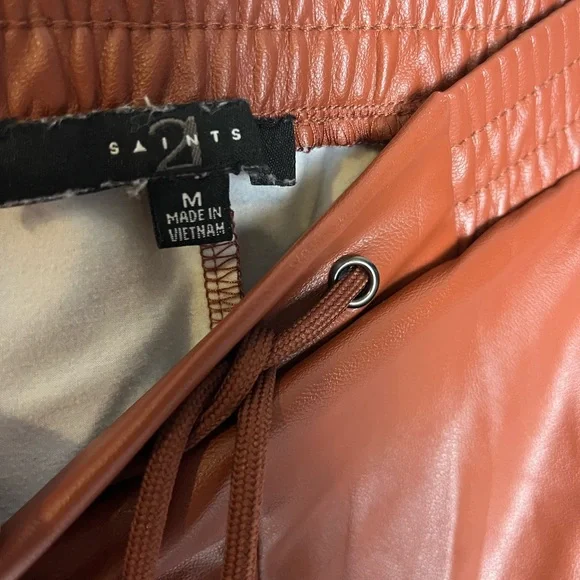 Women’s Brown Leather Joggers - Picture 2 of 4